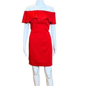 Dave and Johnny Off Shoulder Ruffle Dress Red Size 6 NWT